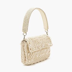NEW America & Beyond Crocheted Ivory Shell and beaded shoulder bag